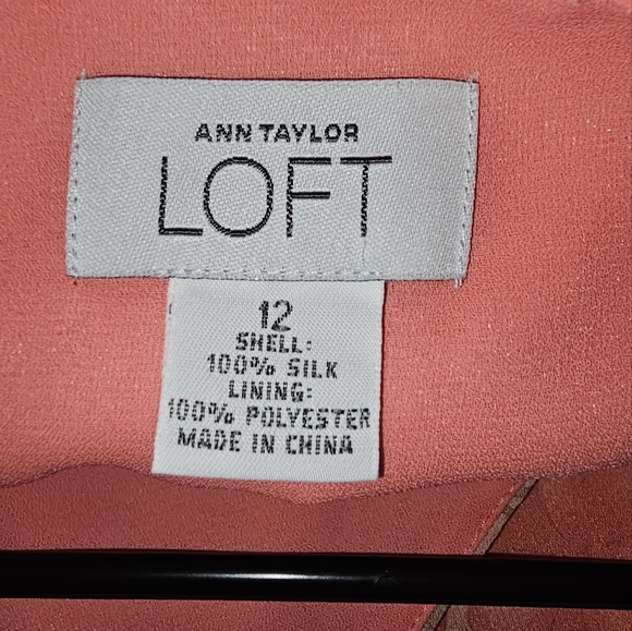 LOFT 100% Silk floral coral dress Size 12 - Picture 5 of 6